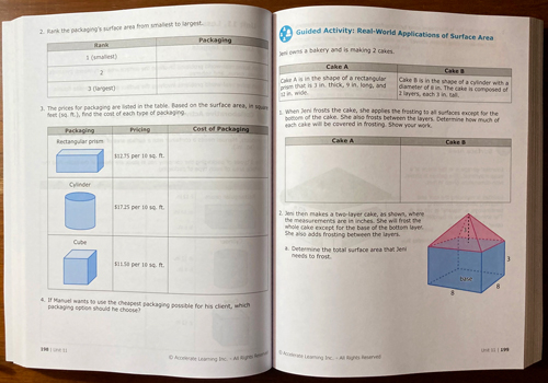 Photograph of inside pages of math workbook produced by Jimmy Hines